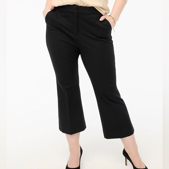 J Crew Factory Kelsey Flare Pant Size 14 Black Cropped Stretch Office Minimalist - Picture 2 of 11